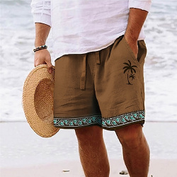 Hombre Pantalón corto Pantalones cortos de verano playa Correa Cintura elástica Impresión 3D Graphic Árbol coco Geometría Transpirable Suave Casual Diario Festivos Ropa lightinthebox