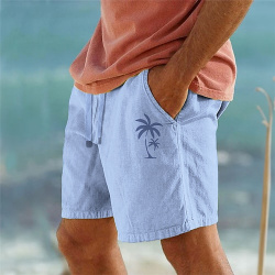 hombre pantalones cortos de algodón verano playa cordón cintura elástica estampado 3d gráfico cocotero transpirable suave corto casual diario vacaciones lightinthebox 