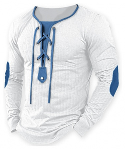 Hombre Camiseta de punto acanalado superior Camisa manga larga Bloque color Cuello Calle Vacaciones Retazos Correa Ropa Moda Design Básico lightinthebox 