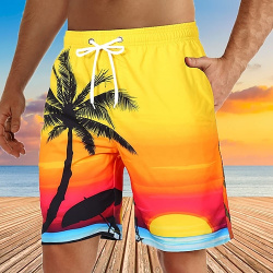 Hombre Pantalones de Surf Natación Boxers Bermudas cortos playa Correa Cintura elástica Impresión 3D Graphic Árbol coco Transpirable Secado rápido Corto lightinthebox 