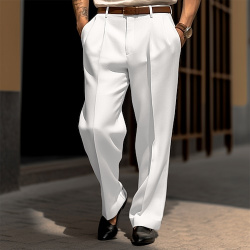 Hombre pantalones de traje Bolsillo delantero Pierna recta Plano Comodidad Negocio Diario Festivos Moda Moderno Negro Blanco lightinthebox 