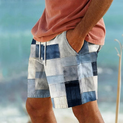Bloque de color a cuadros Resort para hombre Pantalones cortos con estampado 3D Bañador Cintura elástica Cordón forro malla Aloha Estilo hawaiano Vacaciones en la playa S 3XL lightinthebox 