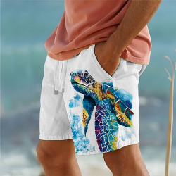 Tortuga marina para hombre  pantalones cortos con estampado 3D bañador cintura elástica cordón forro de malla estilo hawaiano Aloha vacaciones en la playa S a 3XL lightinthebox