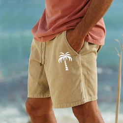 Pantalones cortos de algodón para hombre con diseño árbol coco  hawaianos verano playa estampado cordón cintura elástica lightinthebox