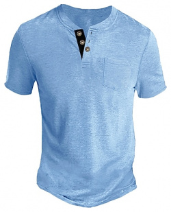 Hombre Henley Shirt Camiseta superior Plano Calle Vacaciones Manga Corta Botón Bolsillo Ropa Moda Design Básico lightinthebox 