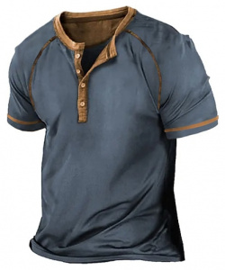 Hombre Camiseta Henley Shirt superior Bloque de color Cosecha Calle Vacaciones Manga Corta Botón Ropa Moda Design Básico lightinthebox 