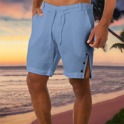 Hombre Pantalón corto Pantalones cortos de lino verano playa Bolsillo Correa Pierna recta Plano Comodidad Transpirable Casual Diario Festivos Moda lightinthebox