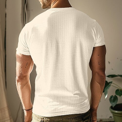 Hombre Henley Shirt Camiseta de punto acanalado superior Plano Tira pozo Calle Vacaciones Mangas cortas Ropa Moda Design Básico lightinthebox