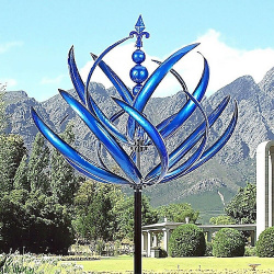 Rotor giratorio de viento harlow  girador jardín molino cinético 3d loto azul reflectante dinámico para lightinthebox