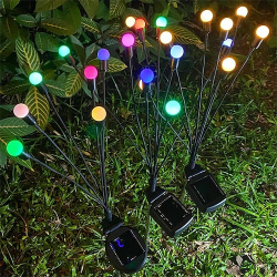 1/2 piezas de luces solares jardín al aire libre firefly starburst oscilantes color blanco cálido que cambia la luz rgb para decoración del camino patio se balancea cuando sopla el viento lightinthebox