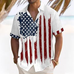 bandera nacional hawaiano casual resort camisa hawaiana de verano para hombre al aire libre calle primavera descubierta manga corta blanco s  m l poliéster americana lightinthebox