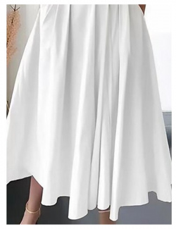 Mujer Vestido blanco Midi Bolsillo Vacaciones Elegante Ropa de calle Escote en Pico Sin Mangas Color lightinthebox