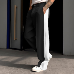 Hombre pantalones de traje Retazos Bolsillo delantero Pierna recta Bloque color Comodidad Negocio Diario Festivos Moda Moderno Negro Blanco lightinthebox