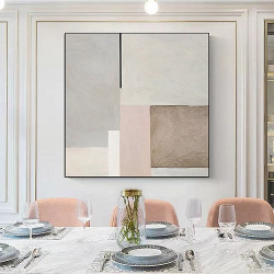 Pintura al óleo de arte minimalista moderno  pared pintado a mano en lienzo abstracta bloques colores cálidos imagen para sala estar decoración del hogar lightinthebox
