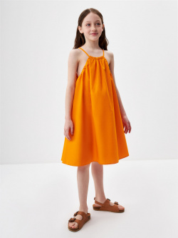 Платье с горловиной халтер для девочек Короткое хлопковое