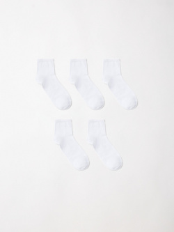 Набор из 5 пар белых носков для девочек  3803102444 базовых
