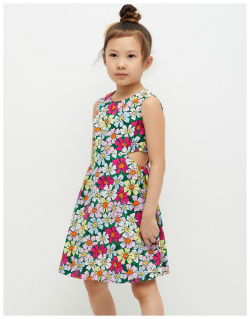 Хлопковое платье с принтом для девочек  2804040736