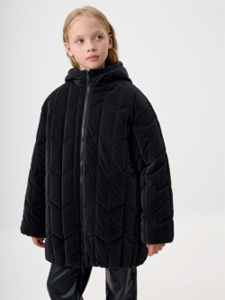 Стеганое пальто с капюшоном для девочек 