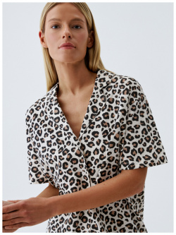 Рубашка с леопардовым принтом для дома  4803140234 Трикотажная