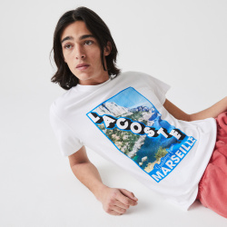 Мужская футболка Lacoste с круглым вырезом TH0437 Три новых пейзажных принта и