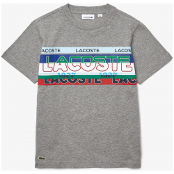 Детская футболка Lacoste с принтом TJ3126 Веселье красочными полосами