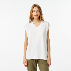 Женская футболка Lacoste Slim Fit с v образным вырезом TF0310 Крой: Fit