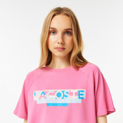 Женская футболка Lacoste Loose Fit с круглым вырезом и принтом TF0306