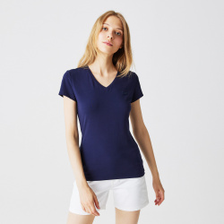 Женская футболка Lacoste Slim Fit TF2214 Белая классическая с