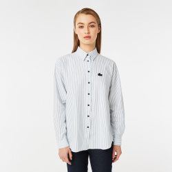 Женская рубашка Lacoste Oversize Fit  в полоску CF2403 Детали: fit