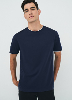 Базовая футболка с контрастной отделкой  Синий O`Stin MT7611O02 68
