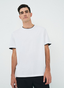 Базовая футболка с контрастной отделкой  Белый O`Stin MT7611O02 00