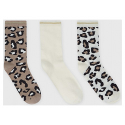 Носки с леопардовым принтом  3 пары Белый O`Stin LN6654O02 02