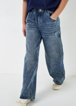 Широкие джинсы Paper bag для девочек  Синий O`Stin GP4655O02 D4