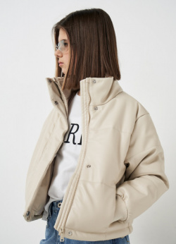 Утеплённая куртка из экокожи для девочек  Бежевый O`Stin GJ7659O02 T1