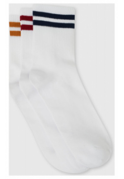 Носки в рубчик с полосками  3 пары Белый O`Stin MN6654O02 00