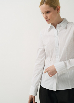 Приталенная рубашка из хлопка с эластаном  Белый O`Stin LS6661O02 01