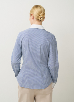 Приталенная рубашка из хлопка с эластаном  Синий O`Stin LS6661O02 68