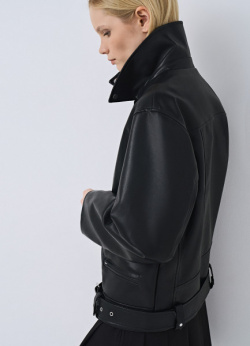 Куртка косуха из экокожи с поясом  Черный O`Stin LJ6667O02 99