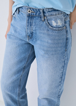 Прямые джинсы с винтажным эффектом  Голубой O`Stin LP4665O02 D6