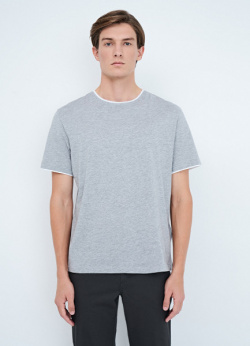 Базовая футболка с контрастной отделкой  Серый O`Stin MT7611O02 92