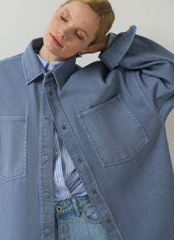 Куртка рубашка на кнопках  Голубой O`Stin LJ667DO02 62