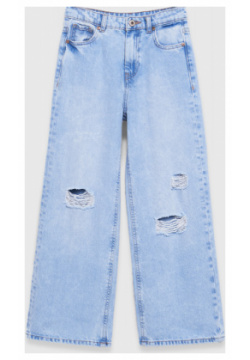 Широкие джинсы с разрывами для девочек  Голубой O`Stin GP4672O02 D6