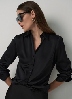 Приталенная блузка из сатина  Черный O`Stin LS4683O02 99