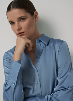 Приталенная блузка из сатина  Голубой O`Stin LS4683O02 62