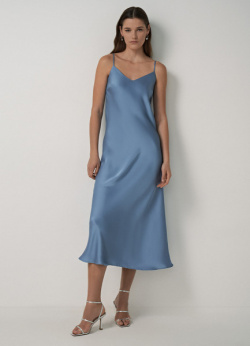 Сатиновое платье на бретелях  Голубой O`Stin LR6681O02 62