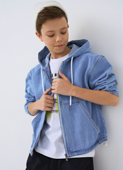 Джинсовая куртка с капюшоном для мальчиков  Голубой O`Stin BB4671O02 D5