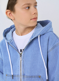 Джинсовая куртка с капюшоном для мальчиков  Голубой O`Stin BB4671O02 D5