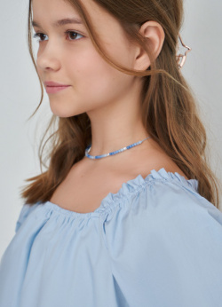 Блузка с коротким рукавом для девочек  Голубой O`Stin GS4691O02 63