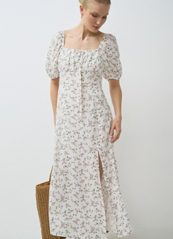 Платье с квадратным вырезом из вискозы  Белый O`Stin LR4671O02 02