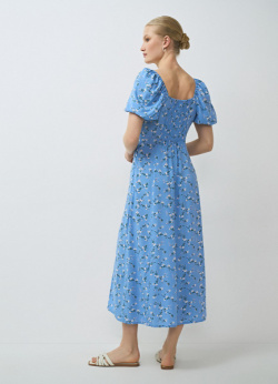 Платье с квадратным вырезом из вискозы  Голубой O`Stin LR4671O02 61